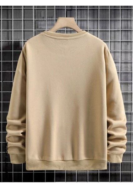 Erkek El Baskı Bisiklet Yaka Sweatshirt modelleri