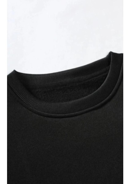 Erkek Siyah El Baskılı Bisiklet Yaka Sweatshirt fiyatları
