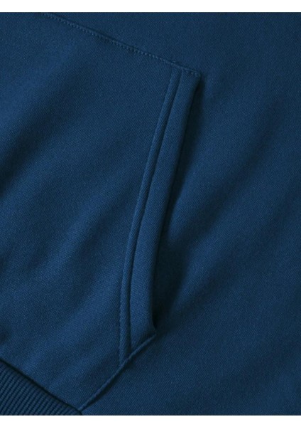Erkek Petrol Mavi Monaco Baskılı Oversize Kapşonlu Sweatshirt modelleri