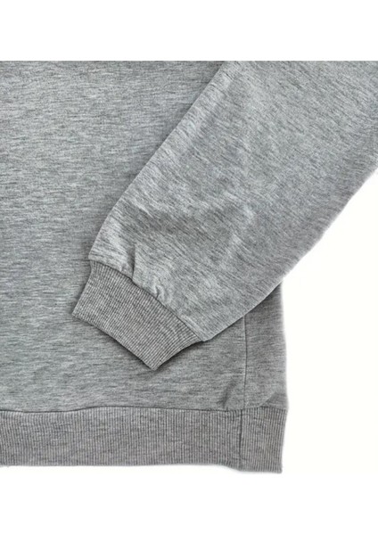 Erkek Gri Paris Baskılı Yarım Fermuarlı Oversize Sweatshirt fiyatları