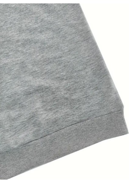 Erkek Gri Paris Baskılı Yarım Fermuarlı Oversize Sweatshirt fırsatları