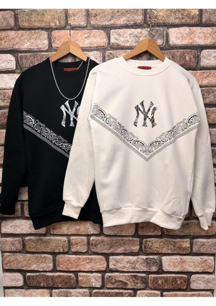 Erkek 2li Siyah-Beyaz Baskılı Sweatshirt