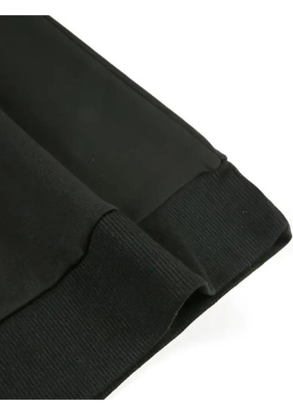 Erkek Siyah Paris Baskılı Yarım Fermuarlı Oversize Sweatshirt