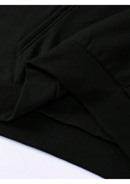 Erkek Siyah Monaco Baskılı Oversize Kapşonlu Sweatshirt fırsatları