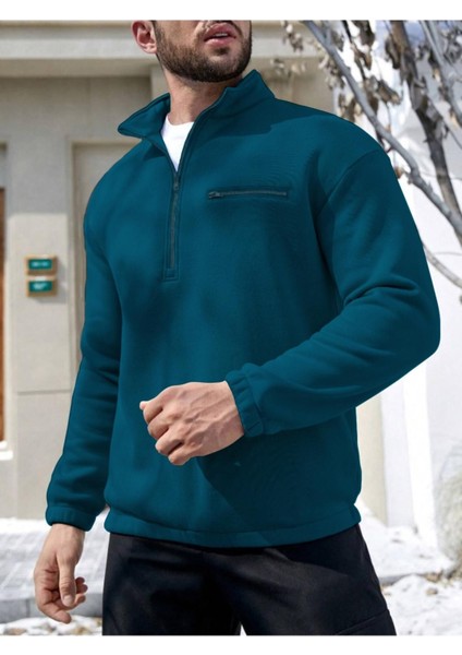 Erkek Göğüs Fermuarlı Oversize Polo Yaka Sweatshirt fiyatları