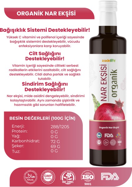 Organik Nar Ekşisi 700 Gr