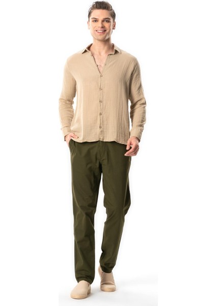 Uzun Kol Müslin Yazlık Erkek Gömlek Buz Mavi Bmv