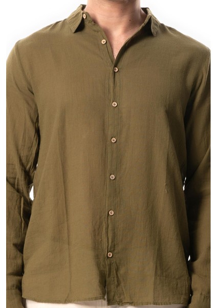 Uzun Kol Poplin Akdeniz Erkek Gömlek Toprak Tprk modelleri