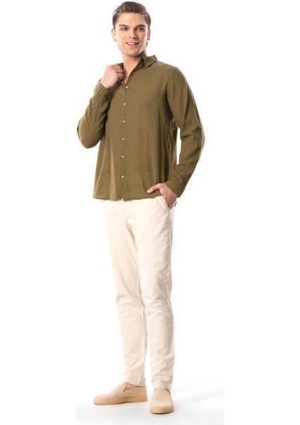Uzun Kol Poplin Akdeniz Erkek Gömlek Toprak Tprk fırsatları