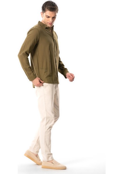 Uzun Kol Poplin Akdeniz Erkek Gömlek Toprak Tprk indirimleri