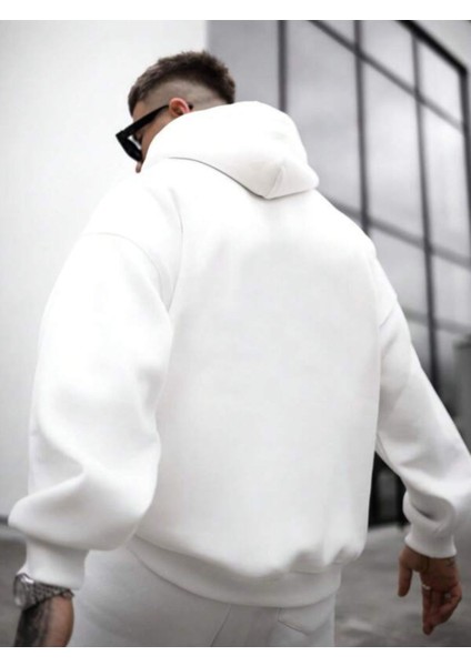 Erkek Beyaz Nasa Baskılı Kapüşonlu Sweatshirt modelleri