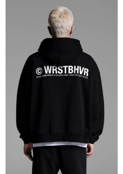 Erkek Wrst Bhvr Baskılı Oversize Kapşonlu Sweatshirt
