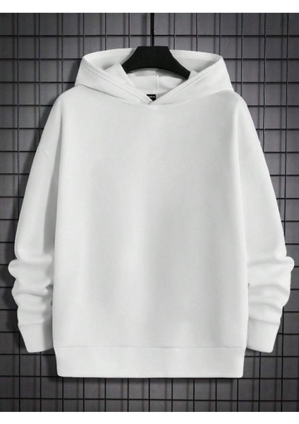 Erkek Beyaz Sırt Hac Baskılı Kapüşonlu Sweatshirt modelleri
