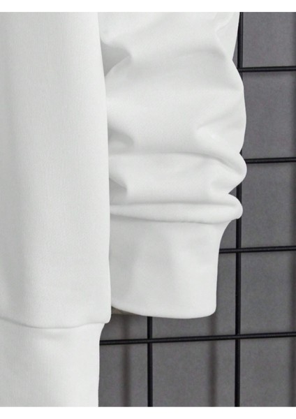 Erkek Beyaz Sırt Hac Baskılı Kapüşonlu Sweatshirt indirimleri