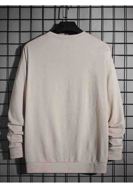 Erkek Bej Keymate Brooklyn Bisiklet Yaka Sweatshirt