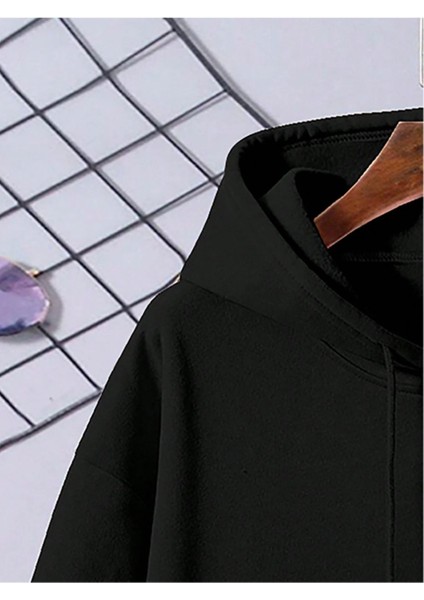 Erkek Siyah Sırt Welcome Baskılı Kapüşonlu Sweatshirt modelleri