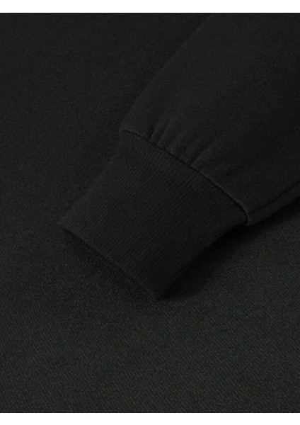 Erkek Siyah La Baskı Bisiklet Yaka Sweatshirt fırsatları