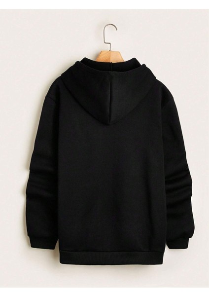 Erkek Siyah New York Baskılı Kapüşonlu Sweatshirt modelleri