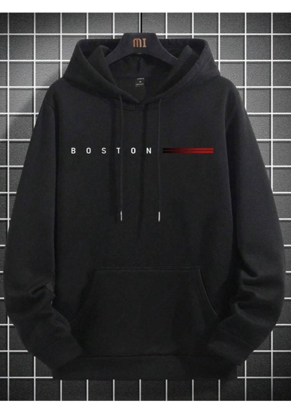 Erkek Boston Baskılı Oversize Kapşonlu Sweatshirt fiyatları