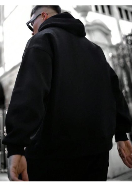 Erkek Believer Baskılı Oversize Kapşonlu Sweatshirt