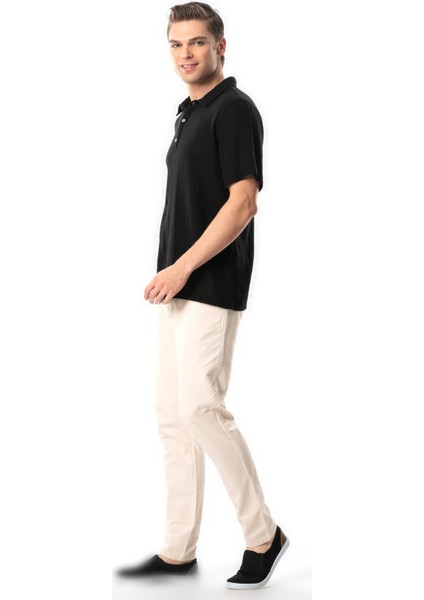 Violet Kısa Kol Foça Düğmeli Erkek Yazlık Tshirt Siyah Syh fırsatları