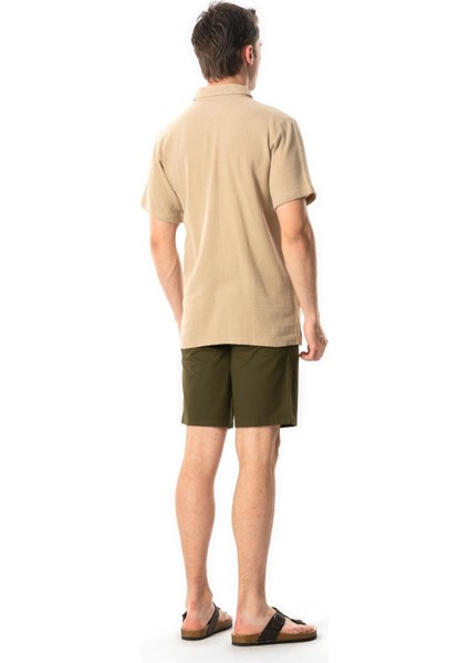 Violet Kısa Kol Foça Düğmeli Erkek Yazlık Tshirt Vizon Vzn