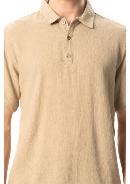 Violet Kısa Kol Foça Düğmeli Erkek Yazlık Tshirt Vizon Vzn modelleri