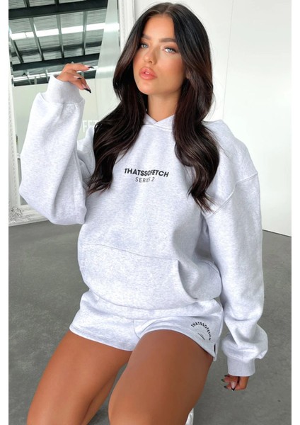 Kadın Thatssofetch Baskılı Oversize Kapşonlu Sweatshirt