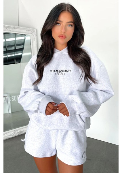 Kadın Thatssofetch Baskılı Oversize Kapşonlu Sweatshirt