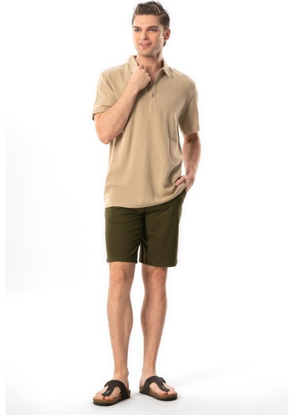 Violet Kısa Kol Foça Düğmeli Erkek Yazlık Tshirt Vizon Vzn indirimleri