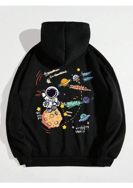 Kadın Galaxy Sırt Baskılı Oversize Sweatshirt