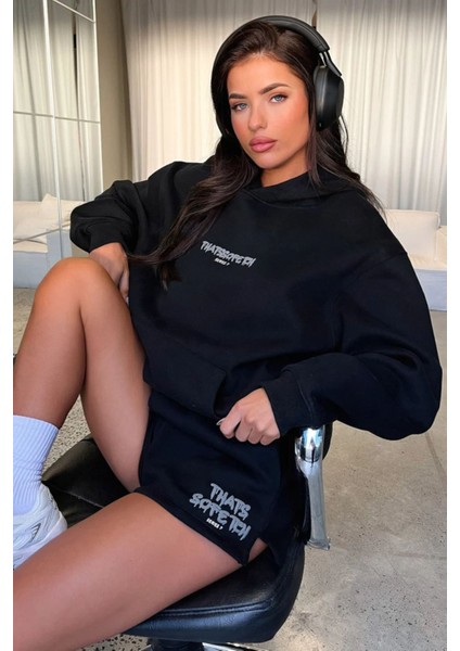 Kadın Thatssofetch Baskılı Oversize Kapşonlu Sweatshirt fiyatları