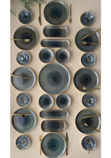 8 kişilik 25 parça seramik kahvaltı takımı, şık ve kullanışlı tabaklar