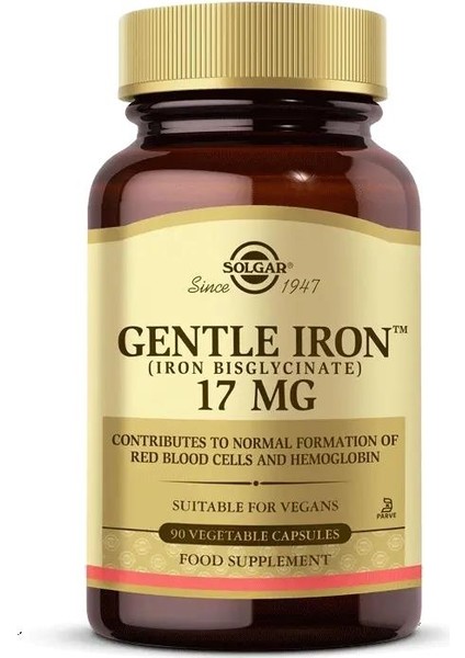Gentle Iron 17 Mg Demir Takviyesi İçeren 90 Kapsül
