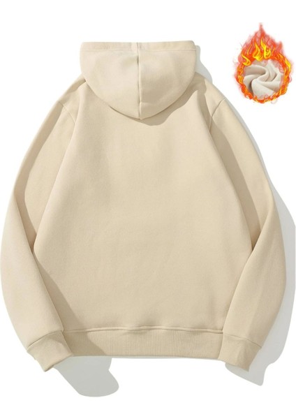 Unisex Bej Ayıcık Baskılı Oversize Kapşonlu Sweatshirt fiyatları
