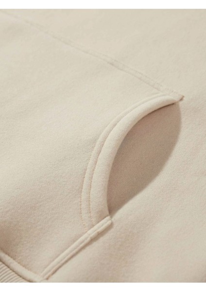 Unisex Bej Ayıcık Baskılı Oversize Kapşonlu Sweatshirt fırsatları