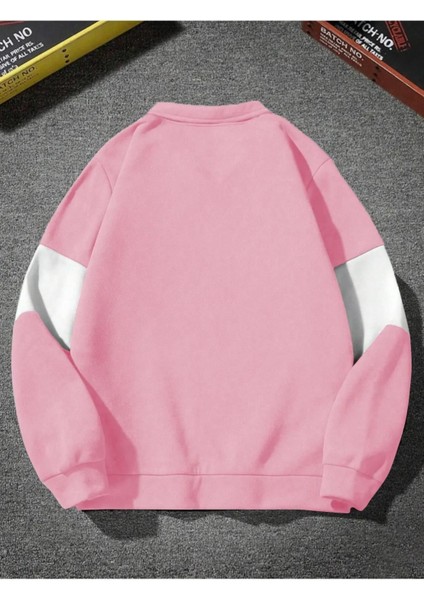 Unisex Pembe Los Angeles Baskılı Oversize Parçalı Polo Yaka Fermuarlı Sweatshirt fiyatları