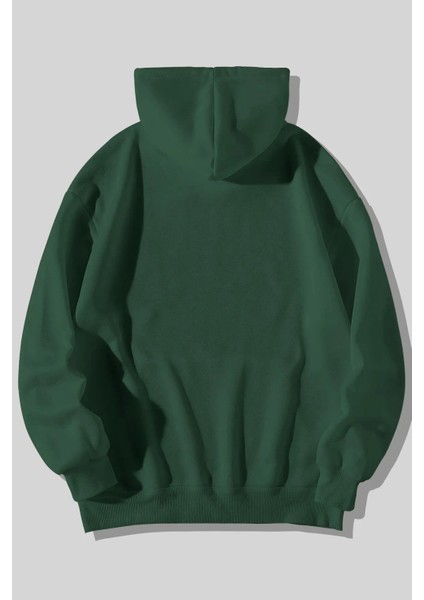 Unisex Happiest Baskılı Oversize Kapşonlu Sweatshirt