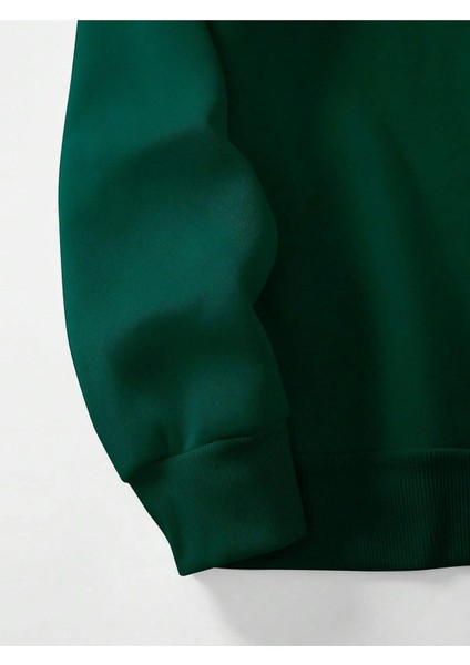 Unisex Dik Yaka Yarım Fermuarlı Oversize Sweatshirt