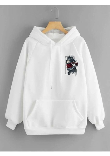 Unisex Sırt Baskılı Kapşonlu Oversize Sweatshirt