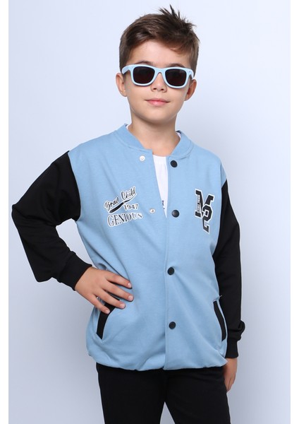 Erkek Çocuk Kolej Ceket Tshirt 2`li Takım Baskılı Çıtçıtlı C46 modelleri