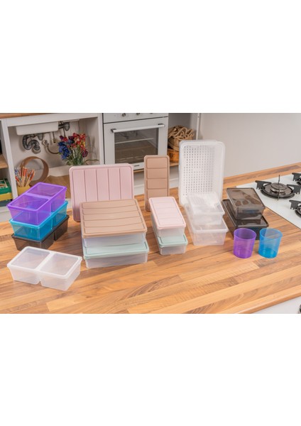 Plastik Saklama Kabı Bakliyat Kilitli Dondurucu 2 lt (23 x 14 x 8 cm) 20 Adet