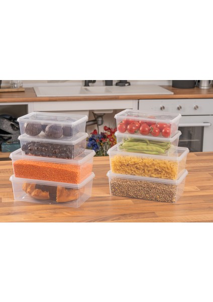 Plastik Saklama Kabı Bakliyat Kilitli Dondurucu 2 lt (23 x 14 x 8 cm) 20 Adet