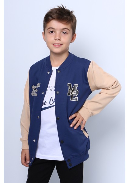 Erkek Çocuk Kolej Ceket Tshirt 2`li Takım Baskılı Çıtçıtlı C46 modelleri