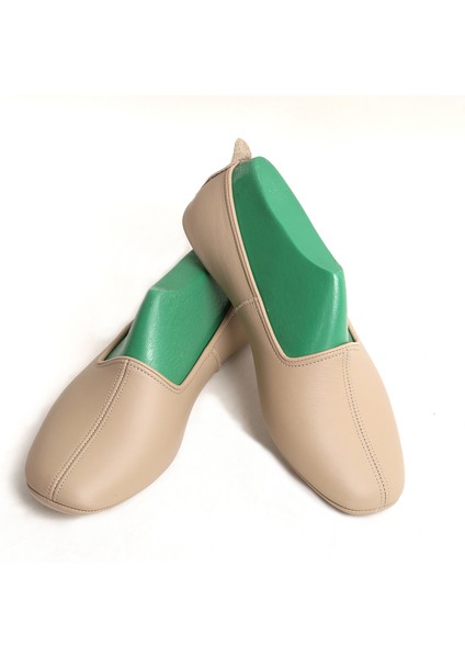 Deri Pamuk Astarlı Krem Ev Patiği | Hac Umre Tavaf Patiği | Ev Ofis Salon Ayakkabısı fiyatları