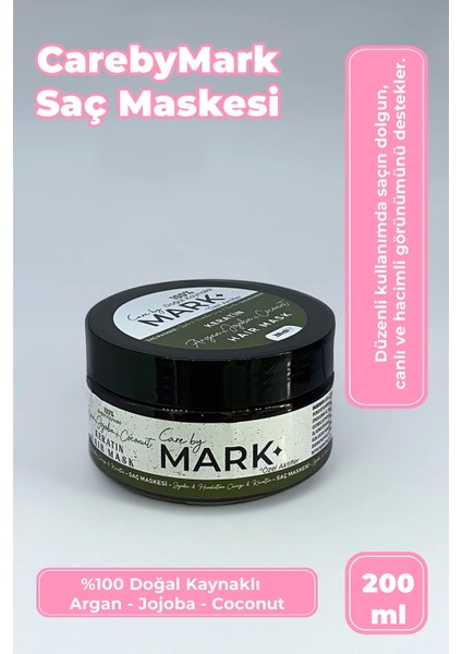 Carebymark Doğal Kaynaklı Keratin & Argan & Jojoba Ve Hindistan Cevizi Yağı Içeren Saç Bakım Maskesi 200 Ml