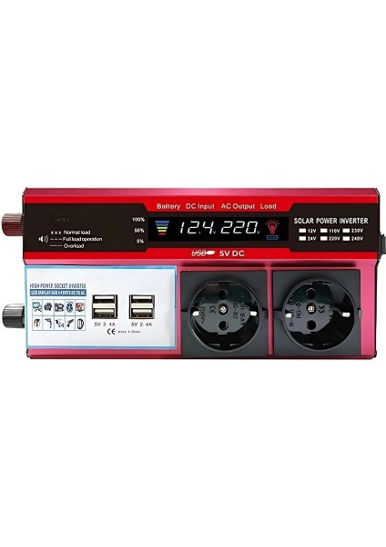 12v 2000w Modifiye Sinus İnverter Araç Ve Güneş Enerjisi Uyumlu, Çift Usb, Çift Priz Ve Çakmaklık modelleri