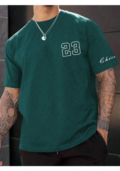 Erkek Chicago Baskılı Oversize T-Shirt