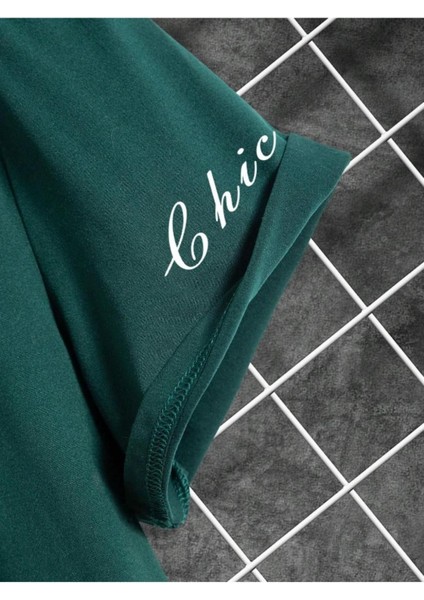 Erkek Chicago Baskılı Oversize T-Shirt