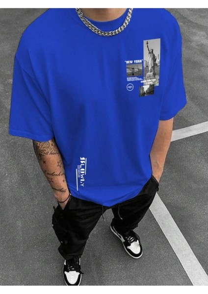 Erkek Slowly Baskılı Oversize T-Shirt